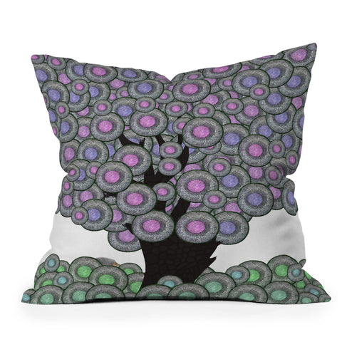 Belle13 Abstract Tree And Hedgehog Outdoor Throw Pillow