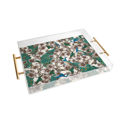Belle13 Butterflies In My Peacock Garden Acrylic Tray