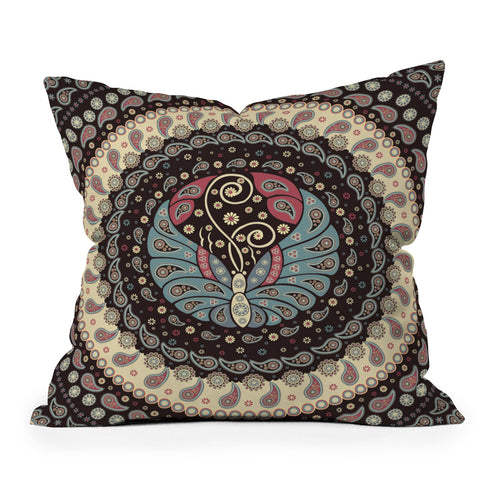 Belle13 Butterfly Mandala Outdoor Throw Pillow