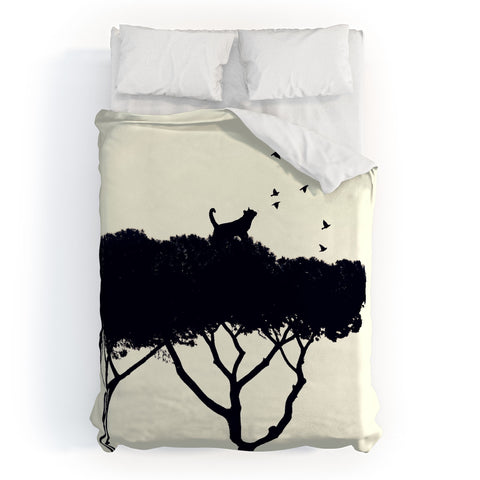 Belle13 Cat and Birds Duvet Cover