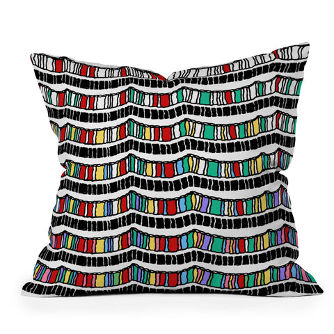 Belle13 Color Waves Abstract Outdoor Throw Pillow