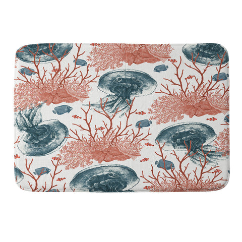 Belle13 Coral And Jellyfish Memory Foam Bath Mat