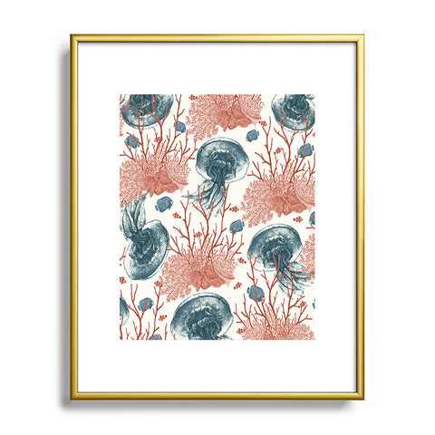 Belle13 Coral And Jellyfish Metal Framed Art Print
