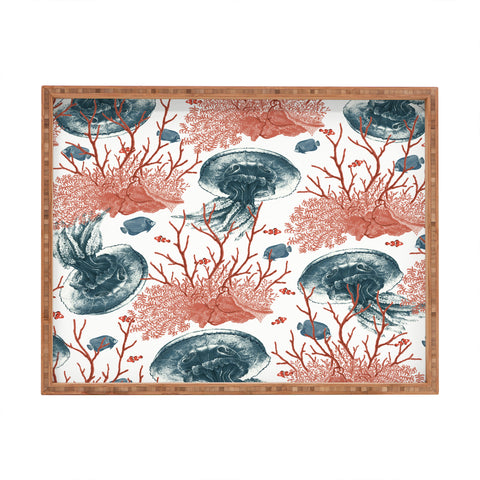 Belle13 Coral And Jellyfish Rectangular Tray