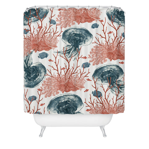 Belle13 Coral And Jellyfish Shower Curtain