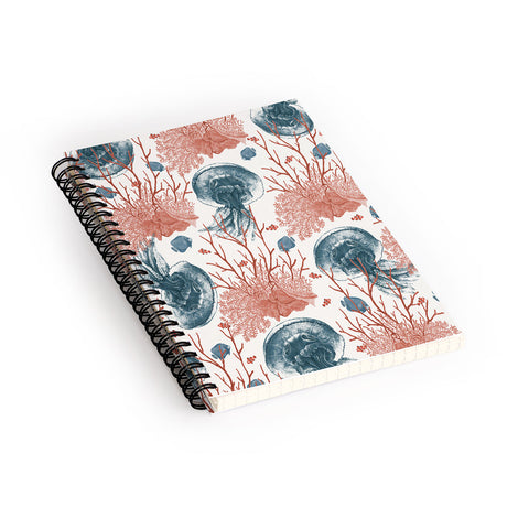Belle13 Coral And Jellyfish Spiral Notebook