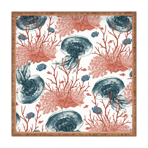 Belle13 Coral And Jellyfish Square Tray