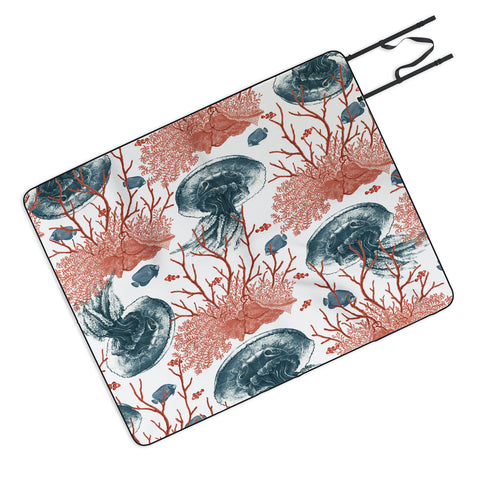 Belle13 Coral And Jellyfish Picnic Blanket
