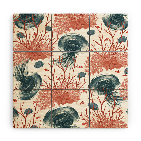 Belle13 Coral And Jellyfish Wood Wall Mural