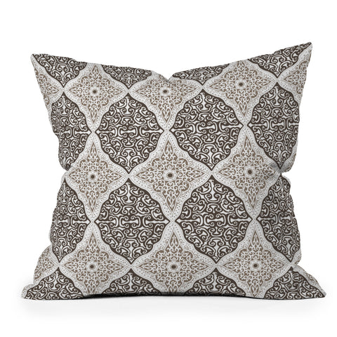 Belle13 Curly Rhombus Neutral Outdoor Throw Pillow