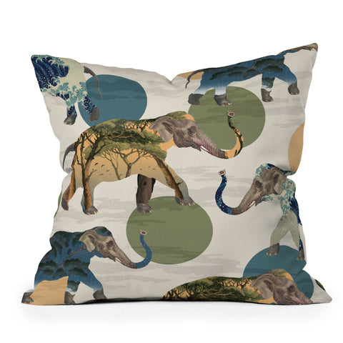 Belle13 Elephant Polka Outdoor Throw Pillow