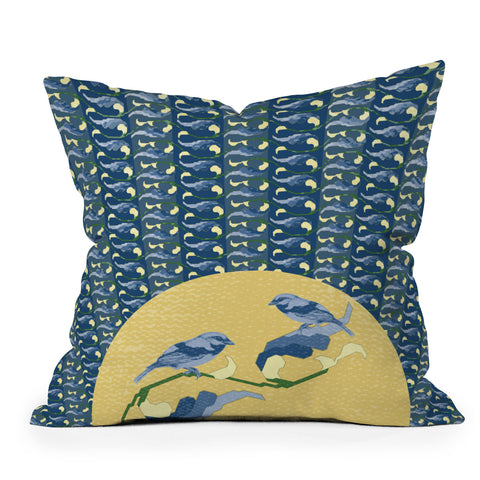 Belle13 Floral Sunrise With Birds Outdoor Throw Pillow