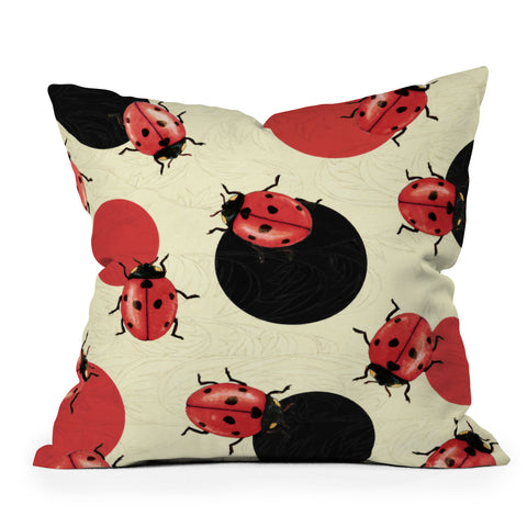 Belle13 Ladybird Polka Outdoor Throw Pillow