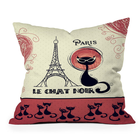 Belle13 Le Chat Noir Outdoor Throw Pillow