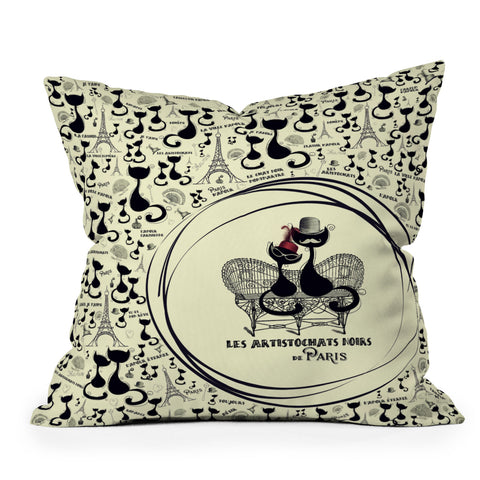 Belle13 Les Aristochats Noirs Outdoor Throw Pillow