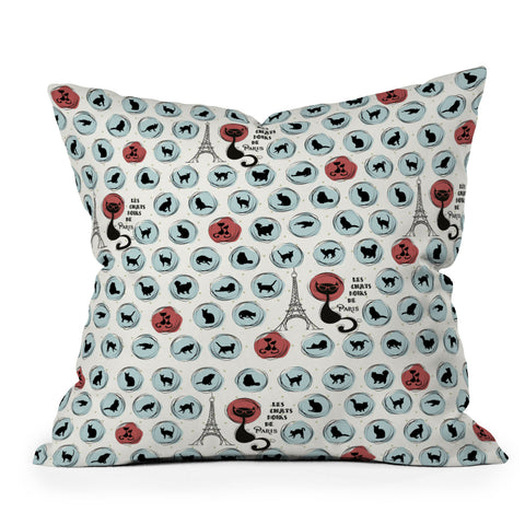 Belle13 Les Chats Noirs Outdoor Throw Pillow