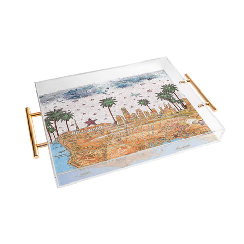 Belle13 Los Angeles Skyline Old Map Acrylic Tray