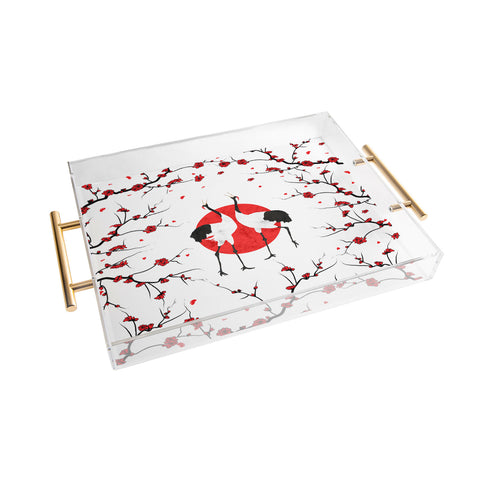 Belle13 Love Dance Of Japanese Cranes Acrylic Tray
