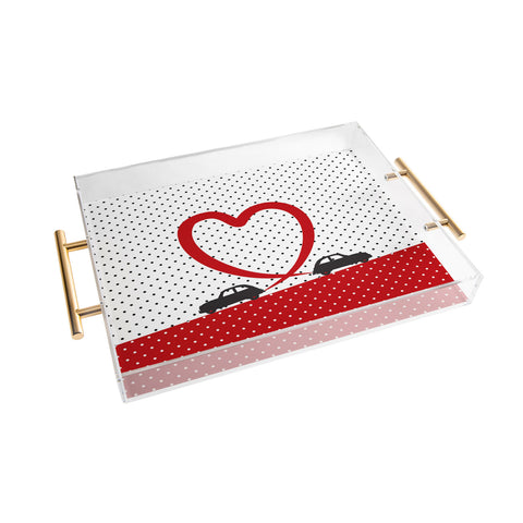 Belle13 Polka Dot Car Love Acrylic Tray