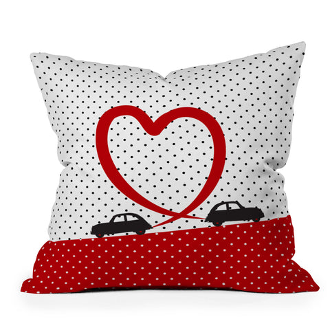 Belle13 Polka Dot Car Love Outdoor Throw Pillow