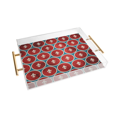 Belle13 Polka Dots Fleur De Lis Acrylic Tray