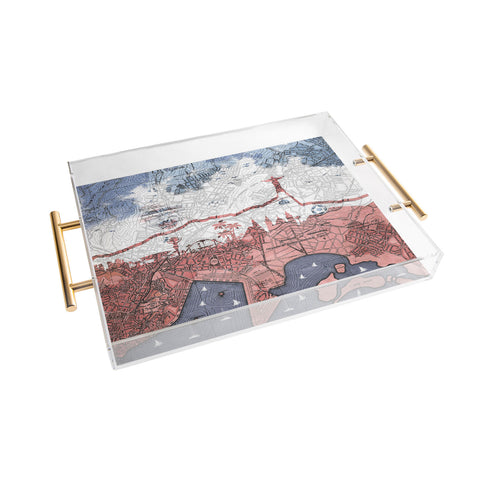 Belle13 Rio de Janeiro Skyline Vintage Map Acrylic Tray
