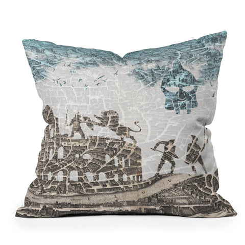 Belle13 Rome Vintage Map Outdoor Throw Pillow