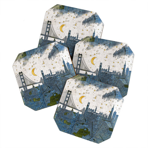 Belle13 San Francisco Starry Night Coaster Set