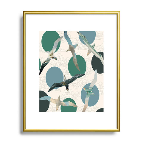 Belle13 Seagull Polka Metal Framed Art Print