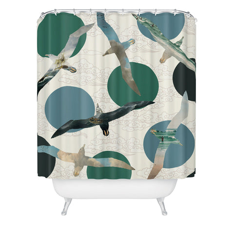 Belle13 Seagull Polka Shower Curtain