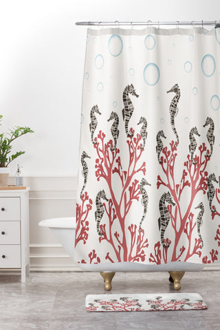 Belle13 Seahorse Forest Shower Curtain And Mat