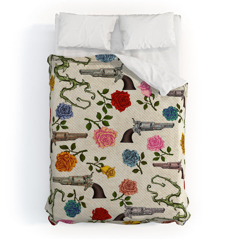 Belle13 Sweet Guns And Roses Duvet Cover