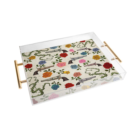 Belle13 Sweet Guns And Roses Acrylic Tray