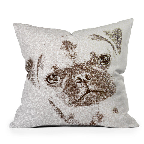 Belle13 The Intellectual Pug Outdoor Throw Pillow