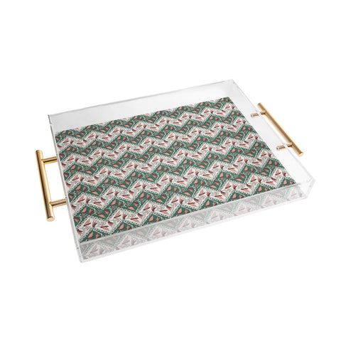 Belle13 Traditional Floral Chevron Acrylic Tray