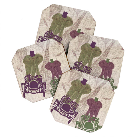 Belle13 Two Elephants In Paris Coaster Set
