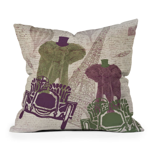 Belle13 Two Elephants In Paris Outdoor Throw Pillow