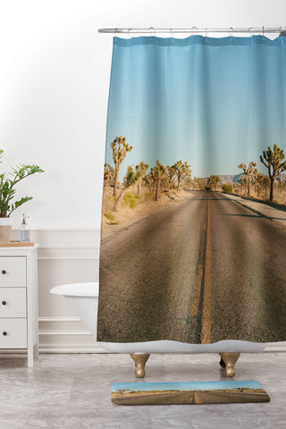 Bethany Young Photography Joshua Tree Road II on Film Shower Curtain And Mat