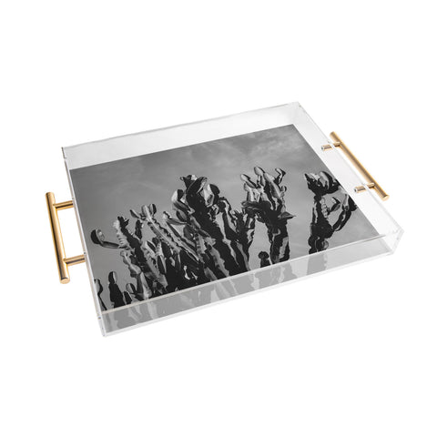 Bethany Young Photography Monochrome Cactus Sky Acrylic Tray