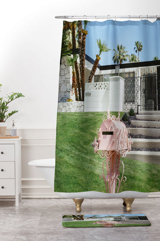 Bethany Young Photography Pink Palm Springs II on Film Shower Curtain And Mat
