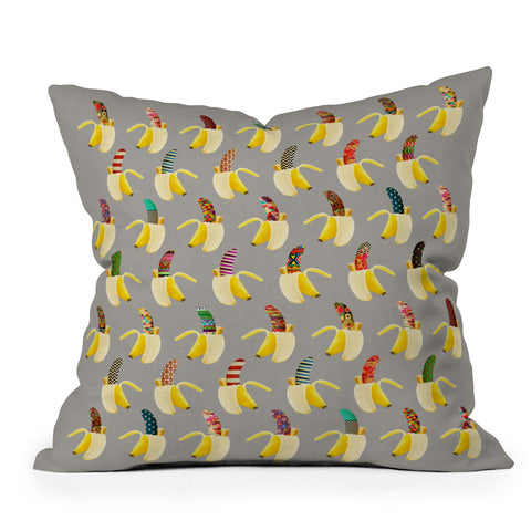 Bianca Green Anna Banana Outdoor Throw Pillow