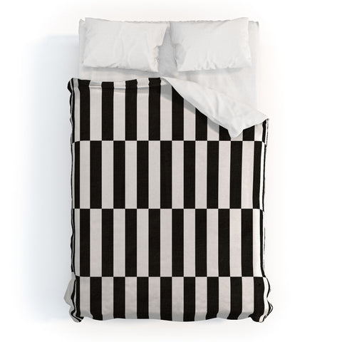 Bianca Green Black And White Order Duvet Cover