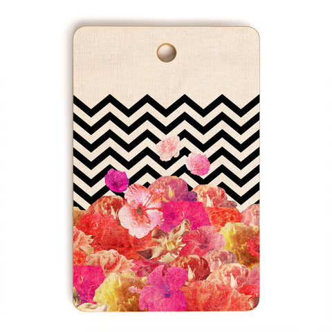 Bianca Green Chevron Flora 2 Cutting Board Rectangle