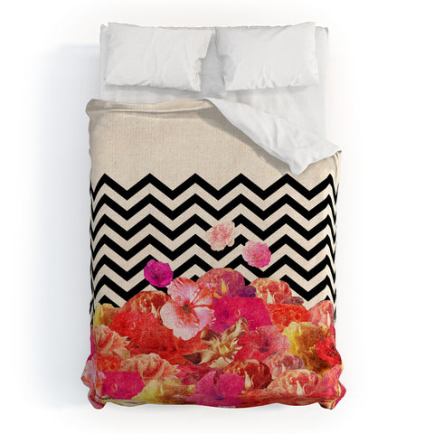 Bianca Green Chevron Flora 2 Duvet Cover