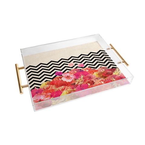Bianca Green Chevron Flora 2 Acrylic Tray
