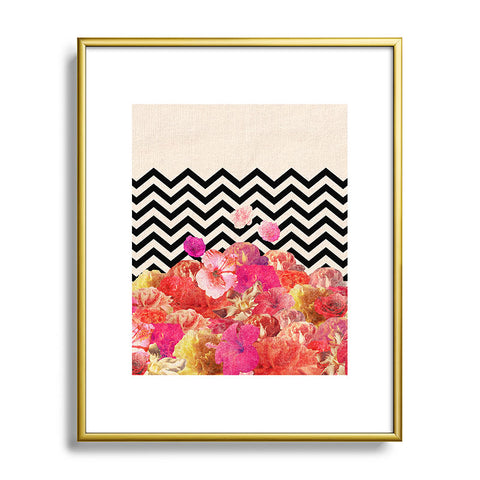 Bianca Green Chevron Flora 2 Metal Framed Art Print