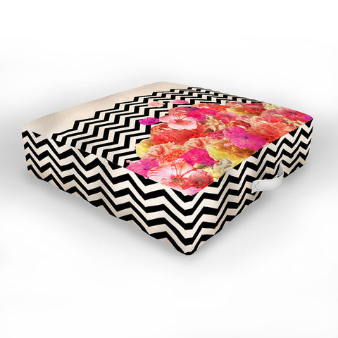 Bianca Green Chevron Flora 2 Outdoor Floor Cushion