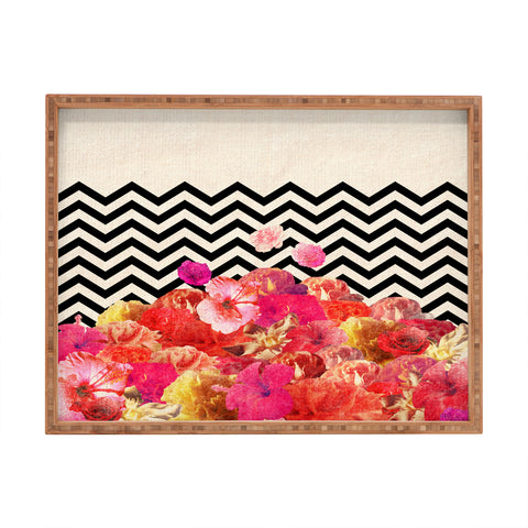 Bianca Green Chevron Flora 2 Rectangular Tray