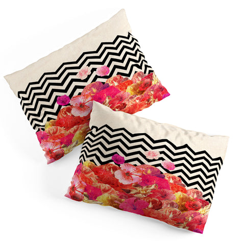 Bianca Green Chevron Flora 2 Pillow Shams
