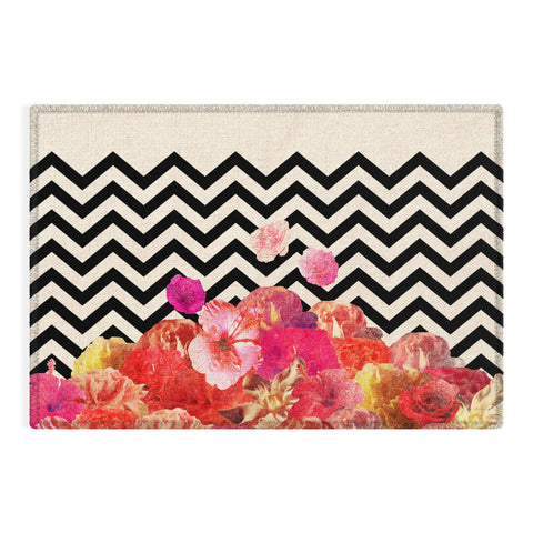 Bianca Green Chevron Flora 2 Outdoor Rug